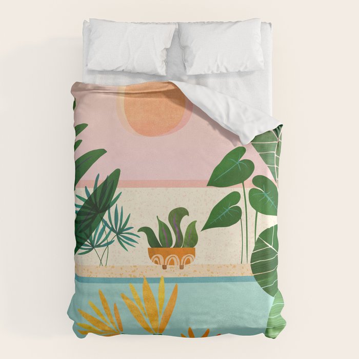 Shangri La Sunrise Tropical Poolside Scene Duvet Cover Gallery Image 6