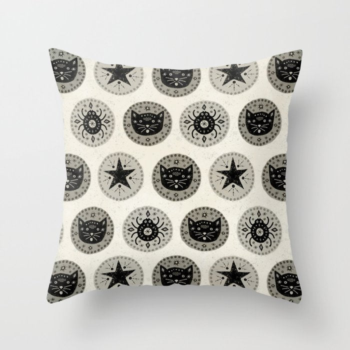 Star Cat | Halloween Neutral Throw Pillow Gallery Image 1