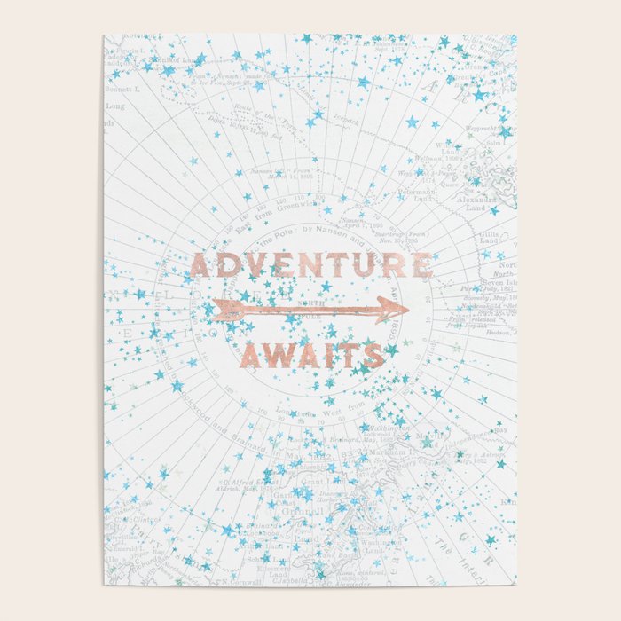 Adventure Awaits Rose Gold Poster Gallery Image 1