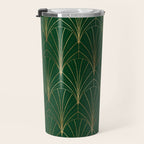Art Deco Waterfalls // Emerald Green Travel Mug Gallery Image 3