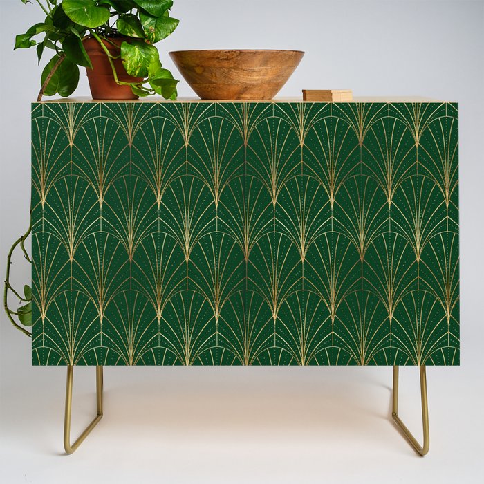 Art Deco Waterfalls // Emerald Green Credenza Gallery Image 1