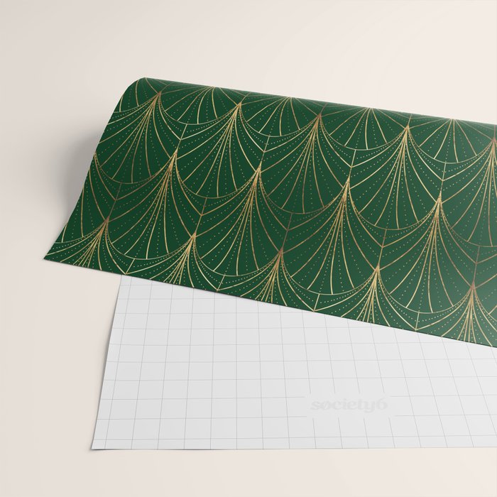 Art Deco Waterfalls // Emerald Green Wrapping Paper Gallery Image 2