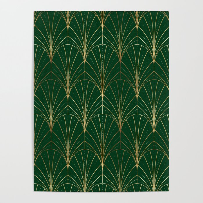Art Deco Waterfalls // Emerald Green Poster Gallery Image 4