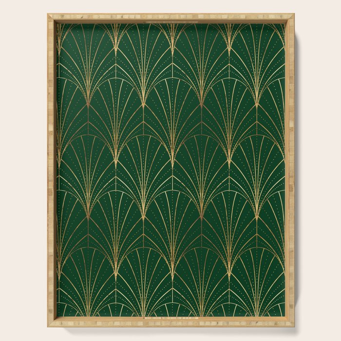 Art Deco Waterfalls // Emerald Green Serving Tray Gallery Image 1
