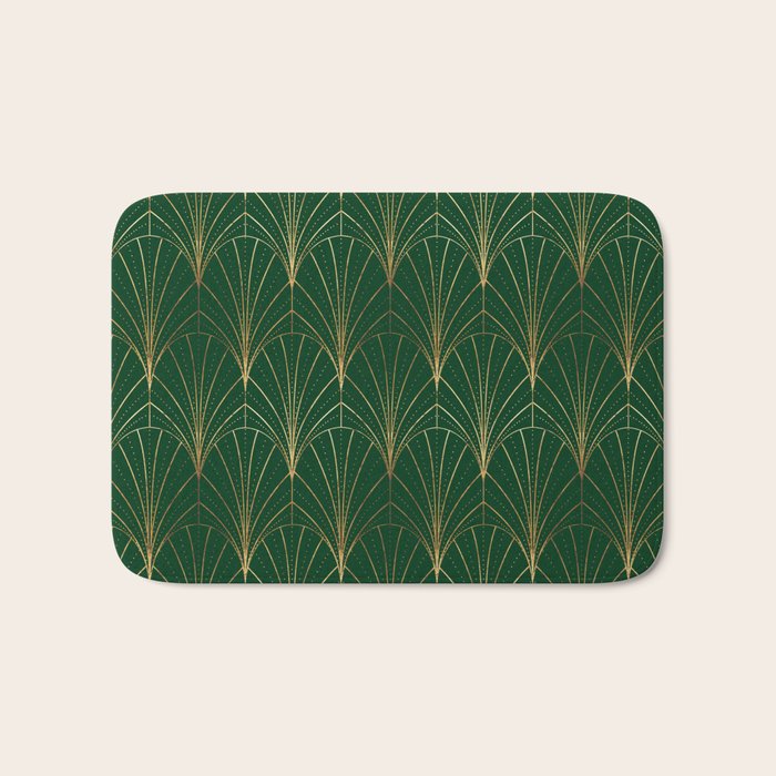 Art Deco Waterfalls // Emerald Green Bath Mat Gallery Image 1
