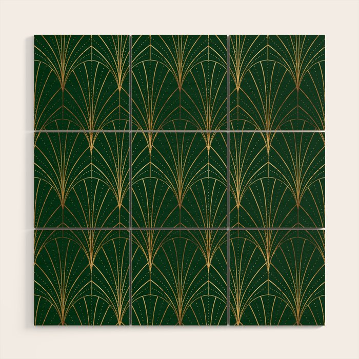 Art Deco Waterfalls // Emerald Green Wood Wall Art Gallery Image 1