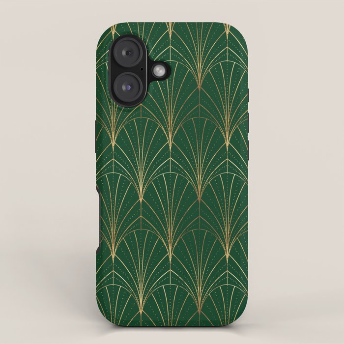 Art Deco Waterfalls // Emerald Green iPhone Case Gallery Image 1