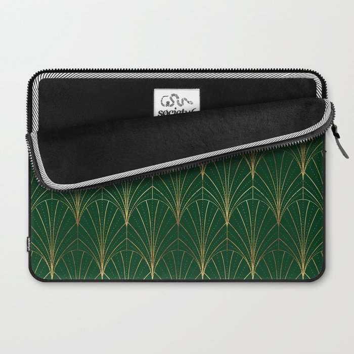 Art Deco Waterfalls // Emerald Green Laptop Sleeve Gallery Image 2