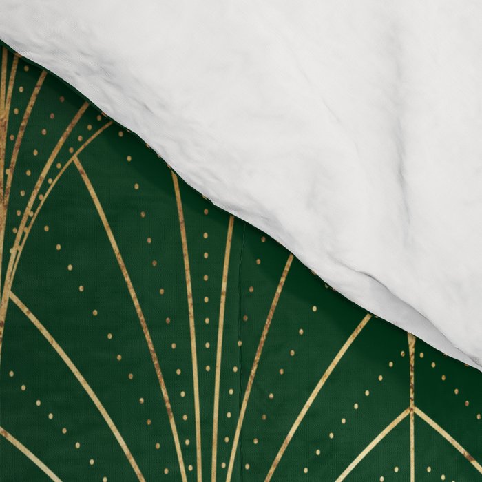 Art Deco Waterfalls // Emerald Green Comforter Gallery Image 4