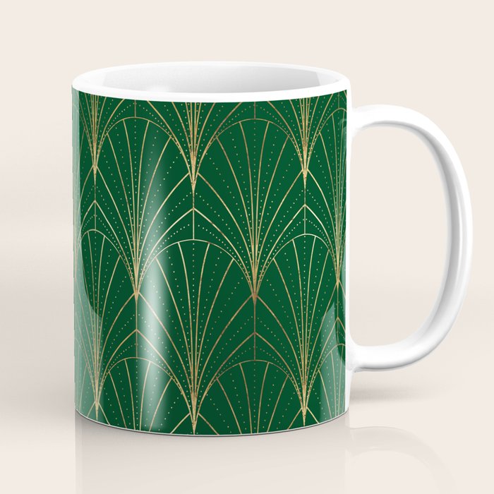 Art Deco Waterfalls // Emerald Green Coffee Mug Gallery Image 1