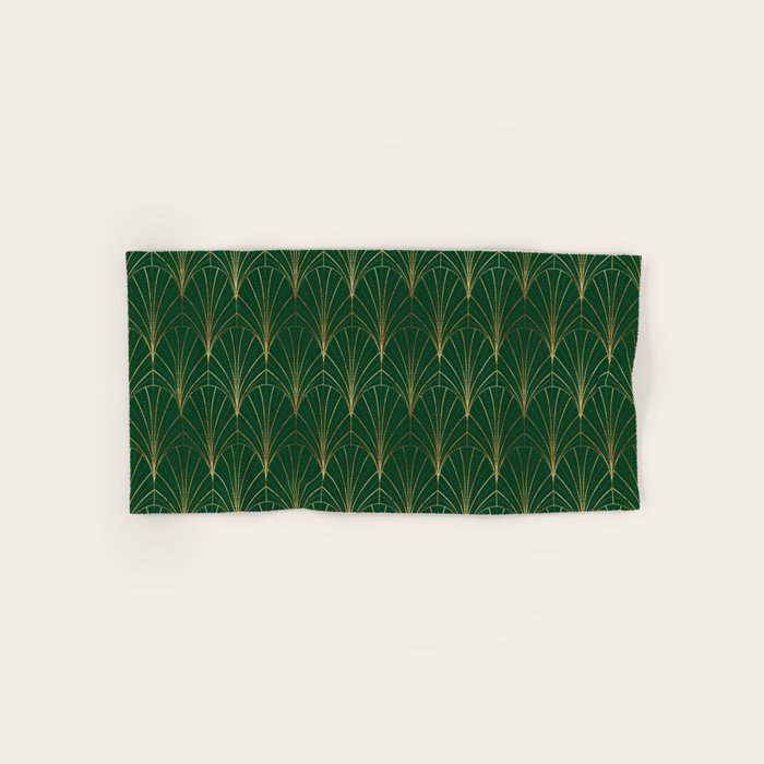 Art Deco Waterfalls // Emerald Green Bath Towel Gallery Image 1