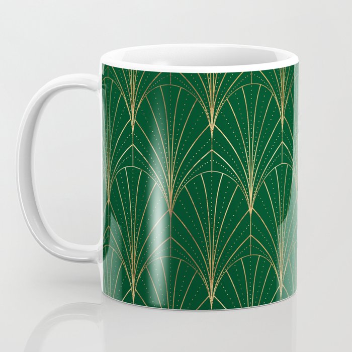 Art Deco Waterfalls // Emerald Green Coffee Mug Gallery Image 3