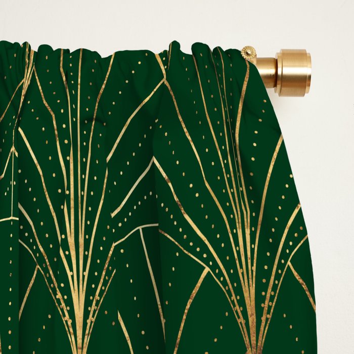 Art Deco Waterfalls // Emerald Green Window Curtain Gallery Image 2