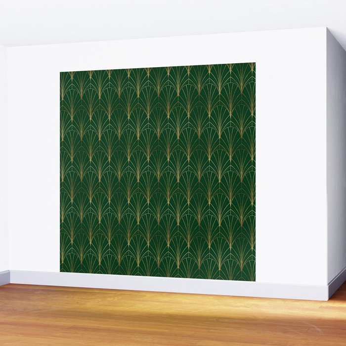 Art Deco Waterfalls // Emerald Green Wall Mural Gallery Image 2