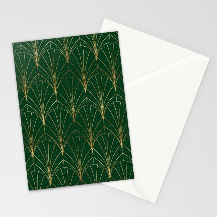 Art Deco Waterfalls // Emerald Green Stationery Card Gallery Image 2