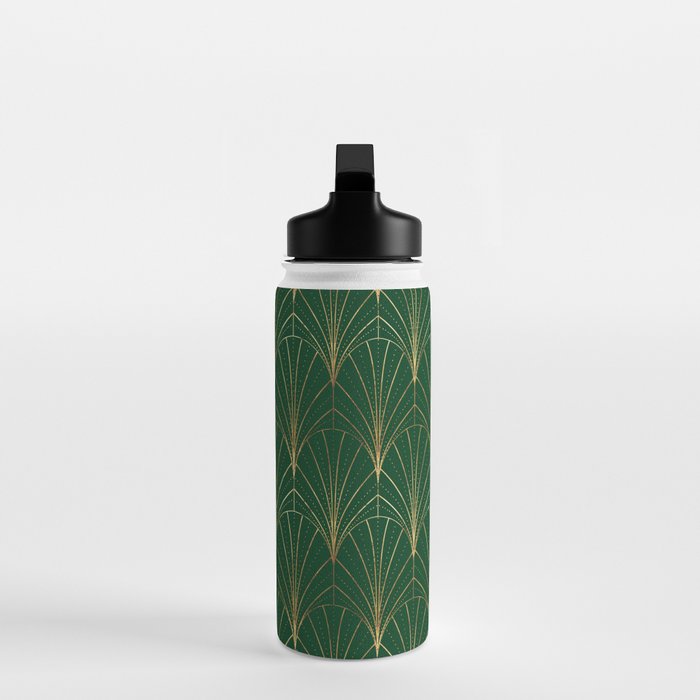 Art Deco Waterfalls // Emerald Green Water Bottle Gallery Image 3