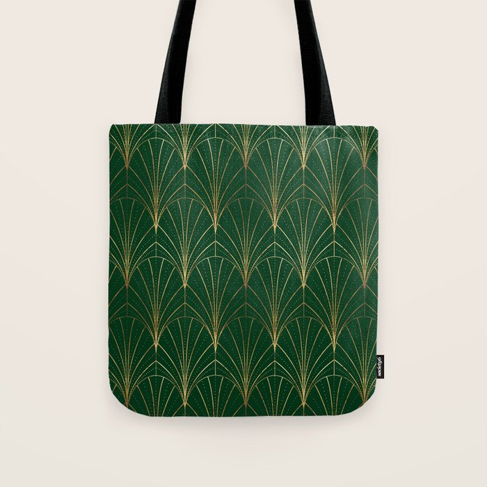 Art Deco Waterfalls // Emerald Green Tote Bag Gallery Image 1