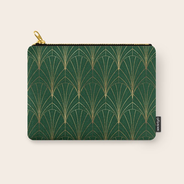 Art Deco Waterfalls // Emerald Green Carry All Pouch Gallery Image 1