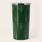 Art Deco Waterfalls // Emerald Green Travel Mug Gallery Image 1