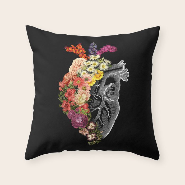 Flower Heart Spring Throw Pillow Gallery Image 1