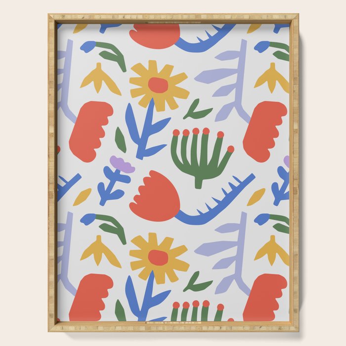 Colorful abstract flower art pattern Serving Tray Gallery Image 1