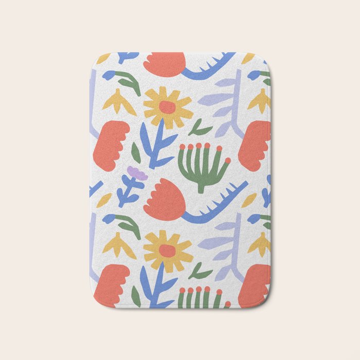 Colorful abstract flower art pattern Bath Mat Gallery Image 1