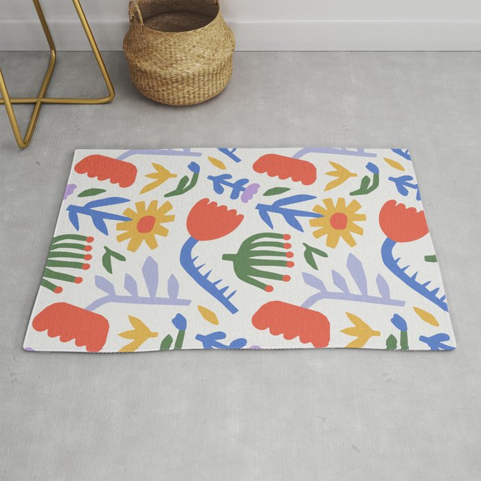 Colorful abstract flower art pattern Rug Gallery Image 1