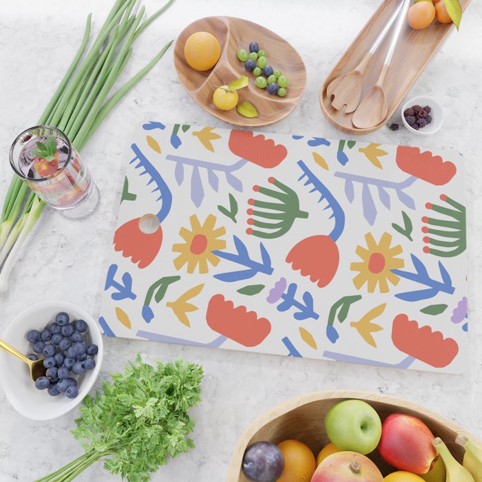 Colorful abstract flower art pattern Cutting Board Gallery Image 2