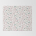 Soft meadow blooms - baby pink, rosy blush and warm beige floral pattern Throw Blanket Gallery Image 2