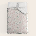 Soft meadow blooms - baby pink, rosy blush and warm beige floral pattern Duvet Cover Gallery Image 6