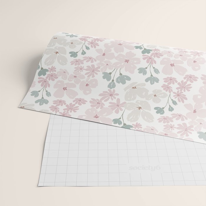 Soft meadow blooms - baby pink, rosy blush and warm beige floral pattern Wrapping Paper Gallery Image 2