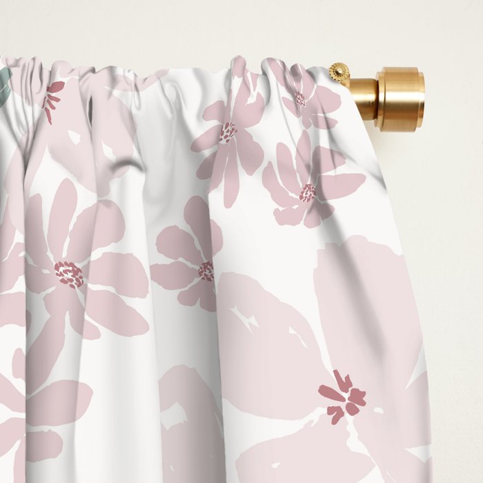 Soft meadow blooms - baby pink, rosy blush and warm beige floral pattern Window Curtain Gallery Image 2