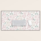 Soft meadow blooms - baby pink, rosy blush and warm beige floral pattern Desk Mat Gallery Image 1