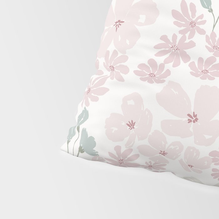 Soft meadow blooms - baby pink, rosy blush and warm beige floral pattern Pillow Sham Gallery Image 4