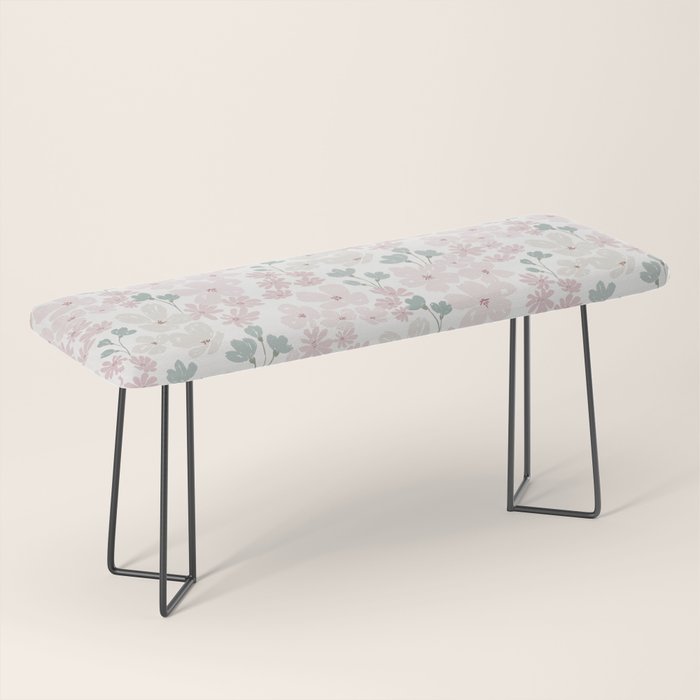 Soft meadow blooms - baby pink, rosy blush and warm beige floral pattern Bench Gallery Image 1