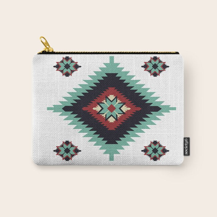 Southwest Santa Fe Geometric Tribal Indian Pattern Carry All Pouch Gallery Image 1