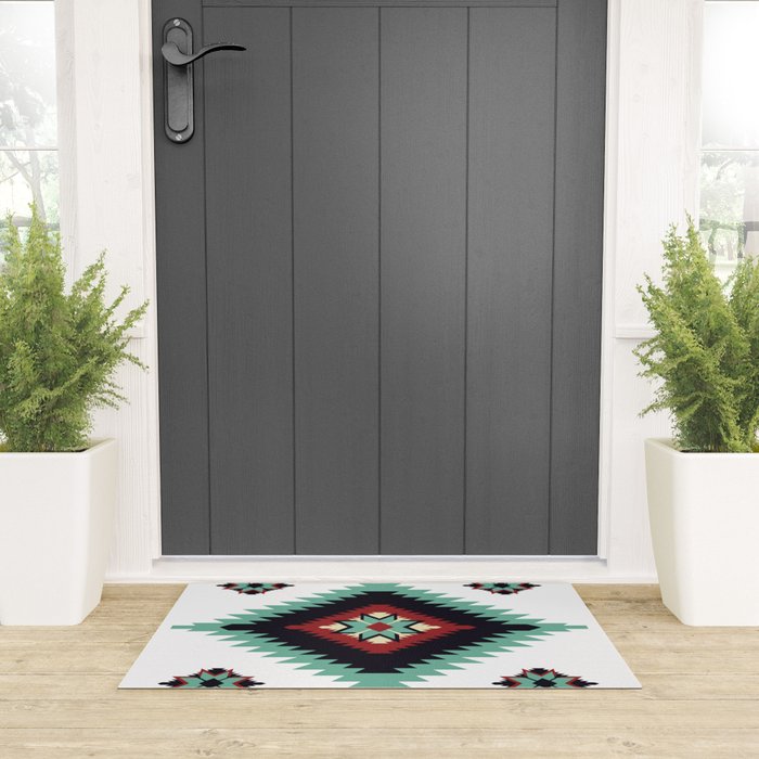 Southwest Santa Fe Geometric Tribal Indian Pattern Welcome Mat Gallery Image 3