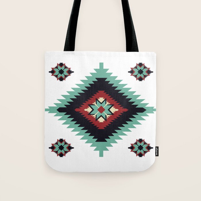Southwest Santa Fe Geometric Tribal Indian Pattern Tote Bag Gallery Image 1
