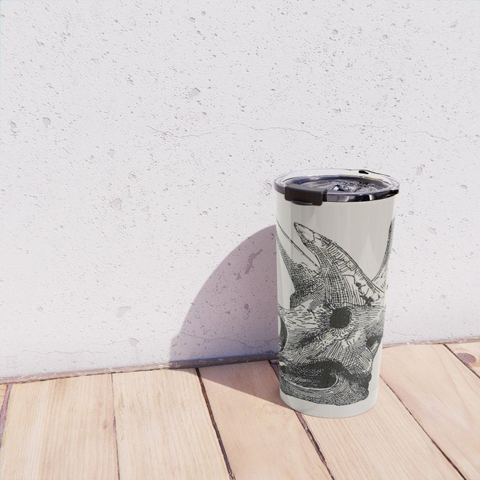 Dinosaur Skeleton Ink Pen Illustration Triceratops Travel Mug Gallery Image 4