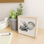 Dinosaur Skeleton Ink Pen Illustration Triceratops Mini Art Print Gallery Image 2