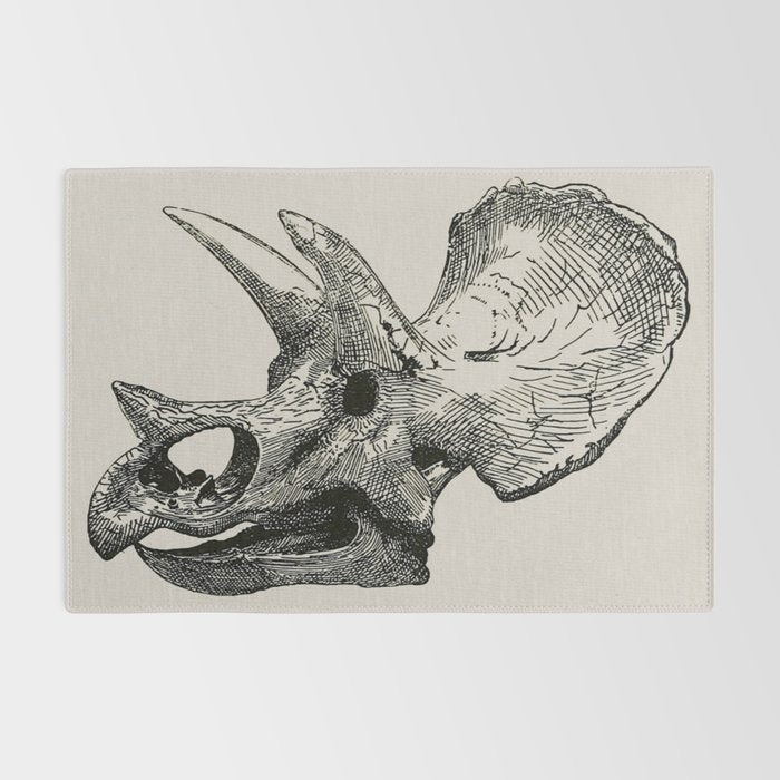 Dinosaur Skeleton Ink Pen Illustration Triceratops Rug Gallery Image 2