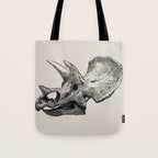 Dinosaur Skeleton Ink Pen Illustration Triceratops Tote Bag Gallery Image 1