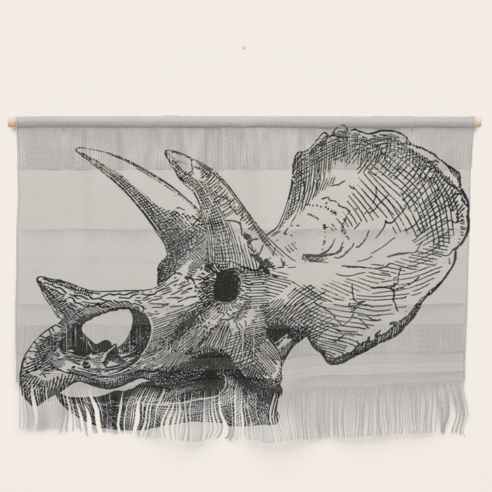 Dinosaur Skeleton Ink Pen Illustration Triceratops Wall Hanging Gallery Image 1