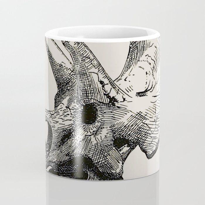 Dinosaur Skeleton Ink Pen Illustration Triceratops Coffee Mug Gallery Image 4