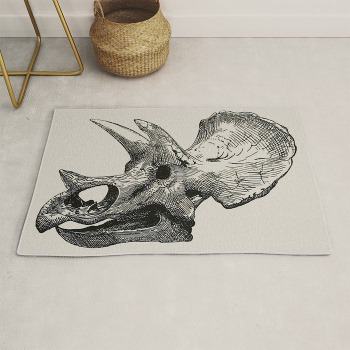 Dinosaur Skeleton Ink Pen Illustration Triceratops Rug Gallery Image 1