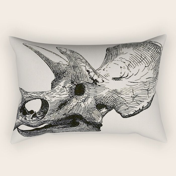 Dinosaur Skeleton Ink Pen Illustration Triceratops Rectangular Pillow Gallery Image 1