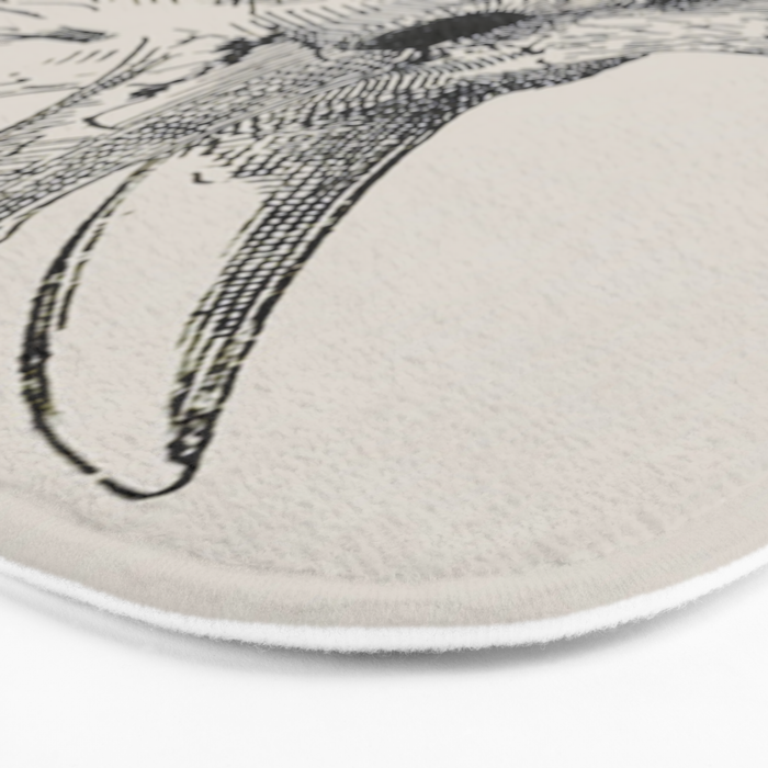 Dinosaur Skeleton Ink Pen Illustration Triceratops Bath Mat Gallery Image 3