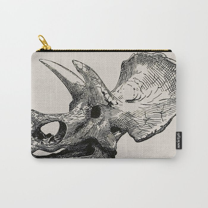 Dinosaur Skeleton Ink Pen Illustration Triceratops Carry All Pouch Gallery Image 1