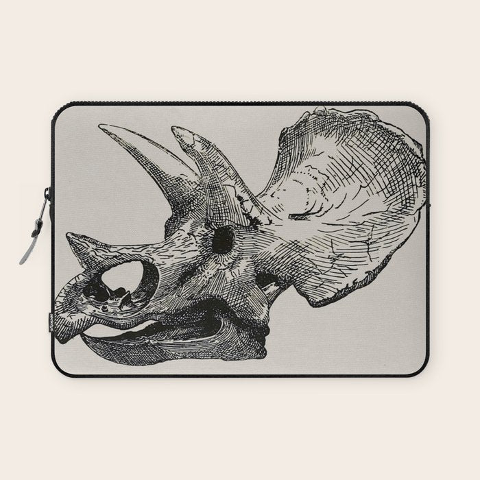 Dinosaur Skeleton Ink Pen Illustration Triceratops Laptop Sleeve Gallery Image 1