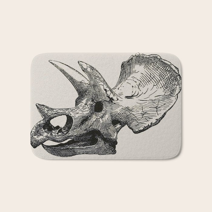 Dinosaur Skeleton Ink Pen Illustration Triceratops Bath Mat Gallery Image 1